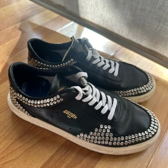 Golden Goose The Tenth Star Studded Sneakers In Black Size 38.